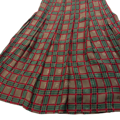 Vintage 80s Gucci Checkered Monogram Silk Skirt Womens Size W24 | W24, Red
