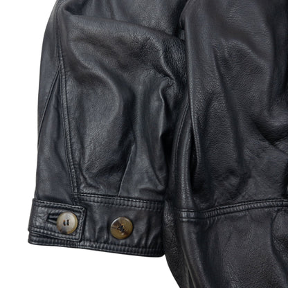 Vintage 90s Burberry Nova Check Lined Leather Jacket Size L