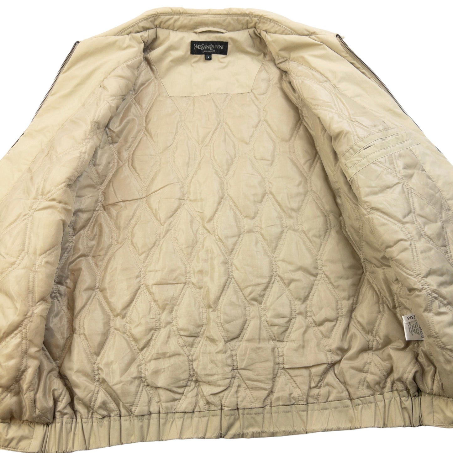 Vintage 2000s YSL Yves Saint Laurent Padded Zip Up Jacket Size L | Large, Beige