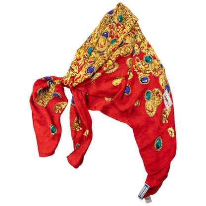 Vintage 80s YSL Yves Saint Jewellery Print Silk Scarf