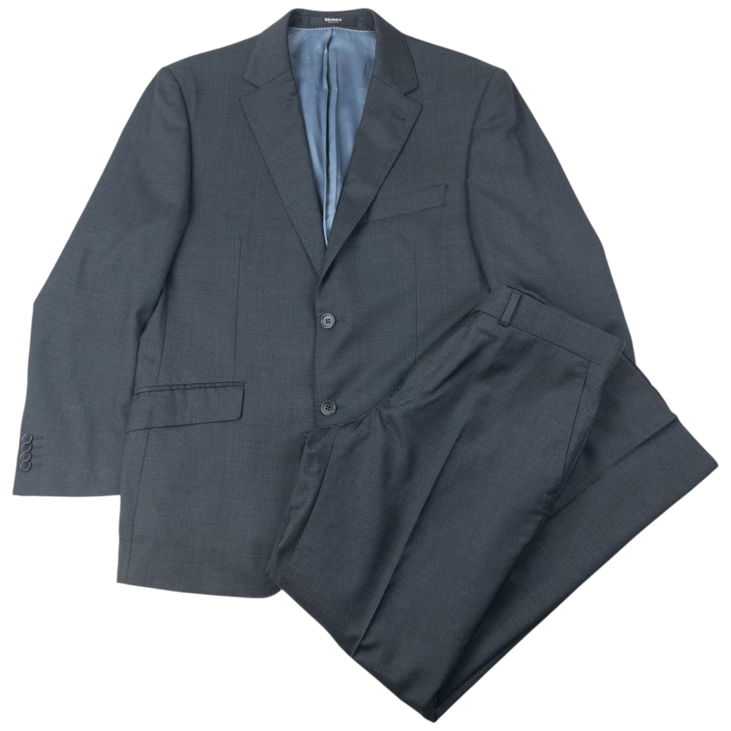 Vintage 2000s Balmain Homme Jacket & Trousers Suit Set Size L | W33, Grey