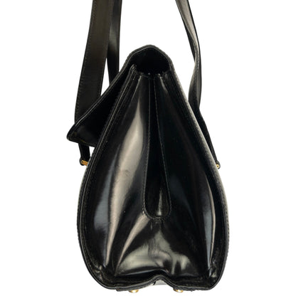 Vintage 2000s Moschino Heart Clasp Leather Shoulder Bag | O/S, Black