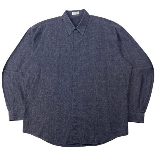 Vintage 90s Gianni Versace Swirl Pattern Long Sleeve Button Up Shirt Size XL | XL, Grey
