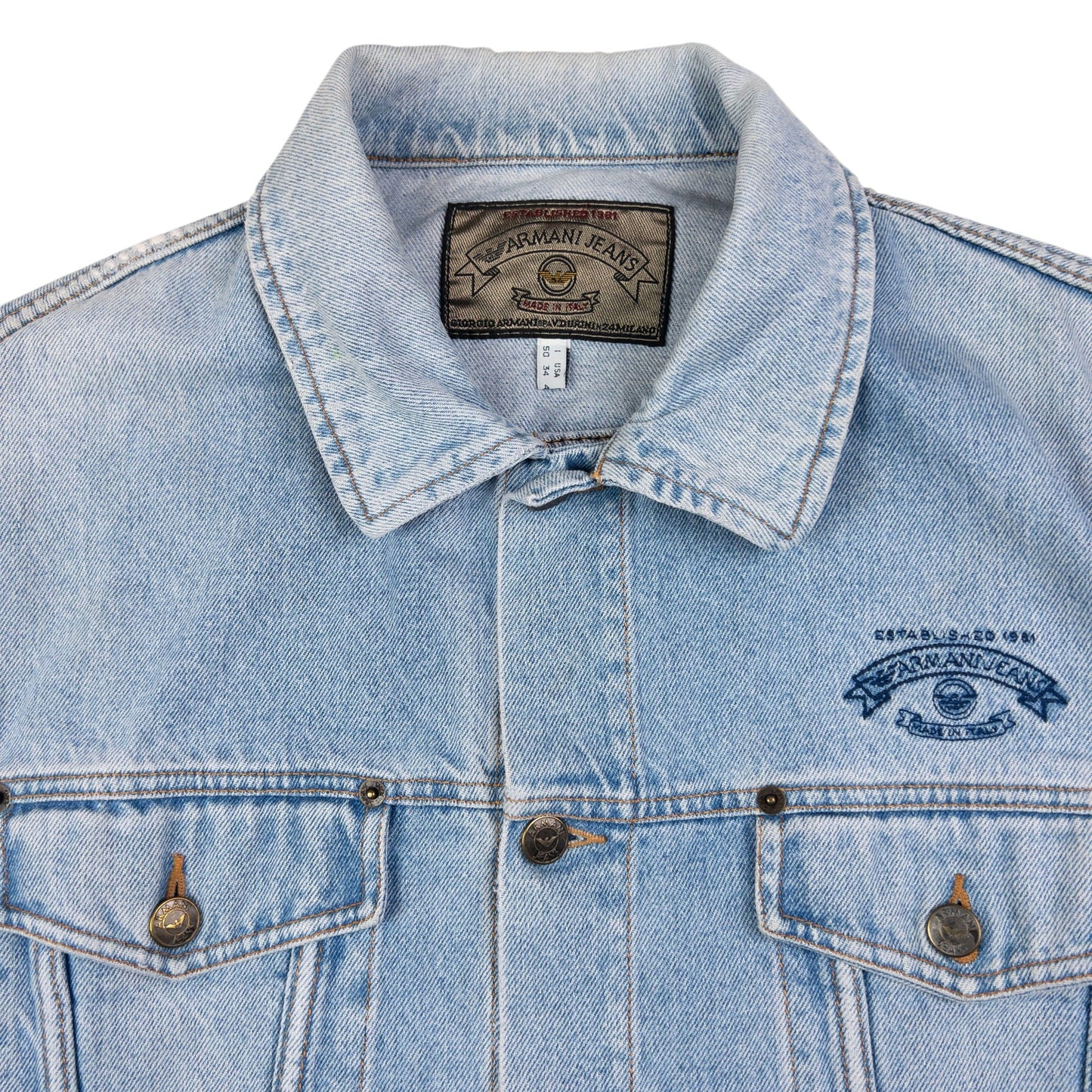 Vintage Armani Jeans Button Up Denim Jacket Size M