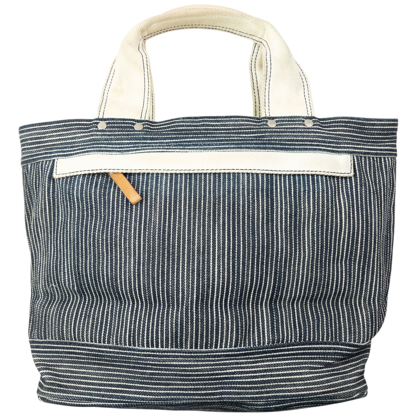 Vintage 2000s Y'Saccs By Yohji Yamamoto Striped Denim Handbag | O/S, Cream