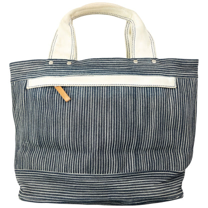 Vintage 2000s Y'Saccs By Yohji Yamamoto Striped Denim Handbag | O/S, Cream