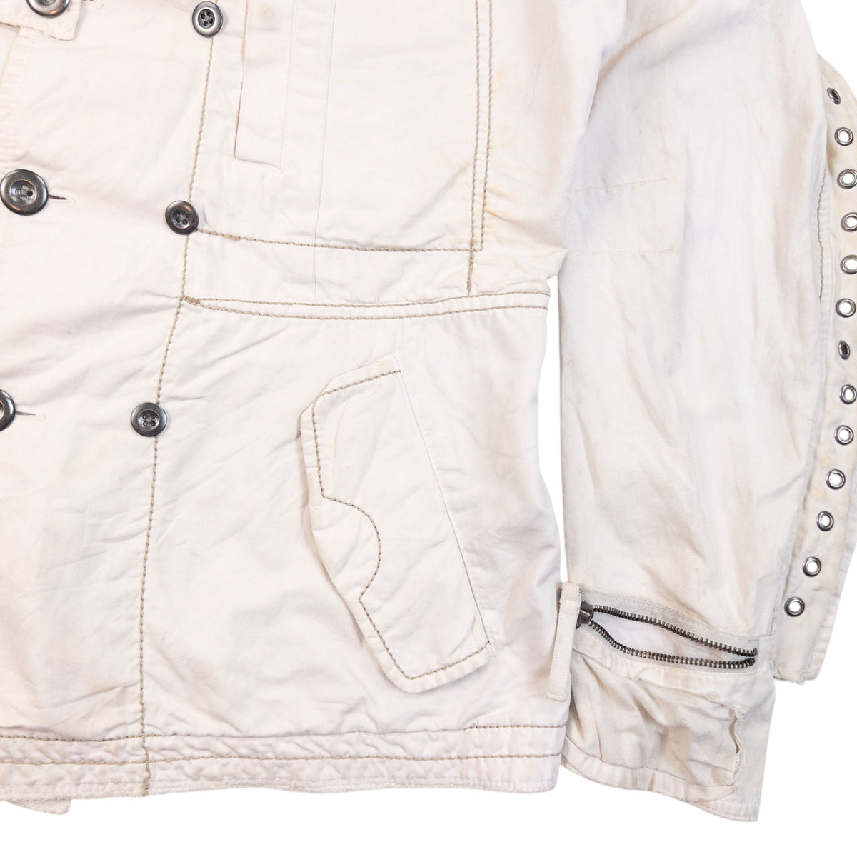 Vintage 2000s Marithe + Francois Girbaud Eyelet Jacket Womens Size L | Large, Cream