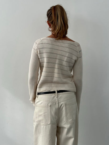 Armani Jeans 1990s Pure Wool Open Knit Jumper - M