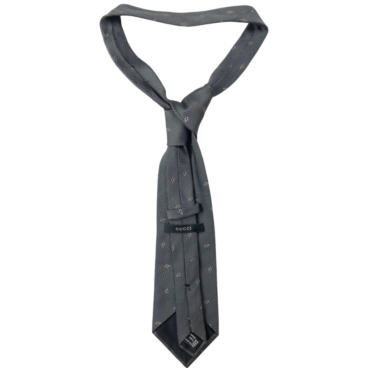 Vintage Gucci Monogram Zigzag Silk Tie