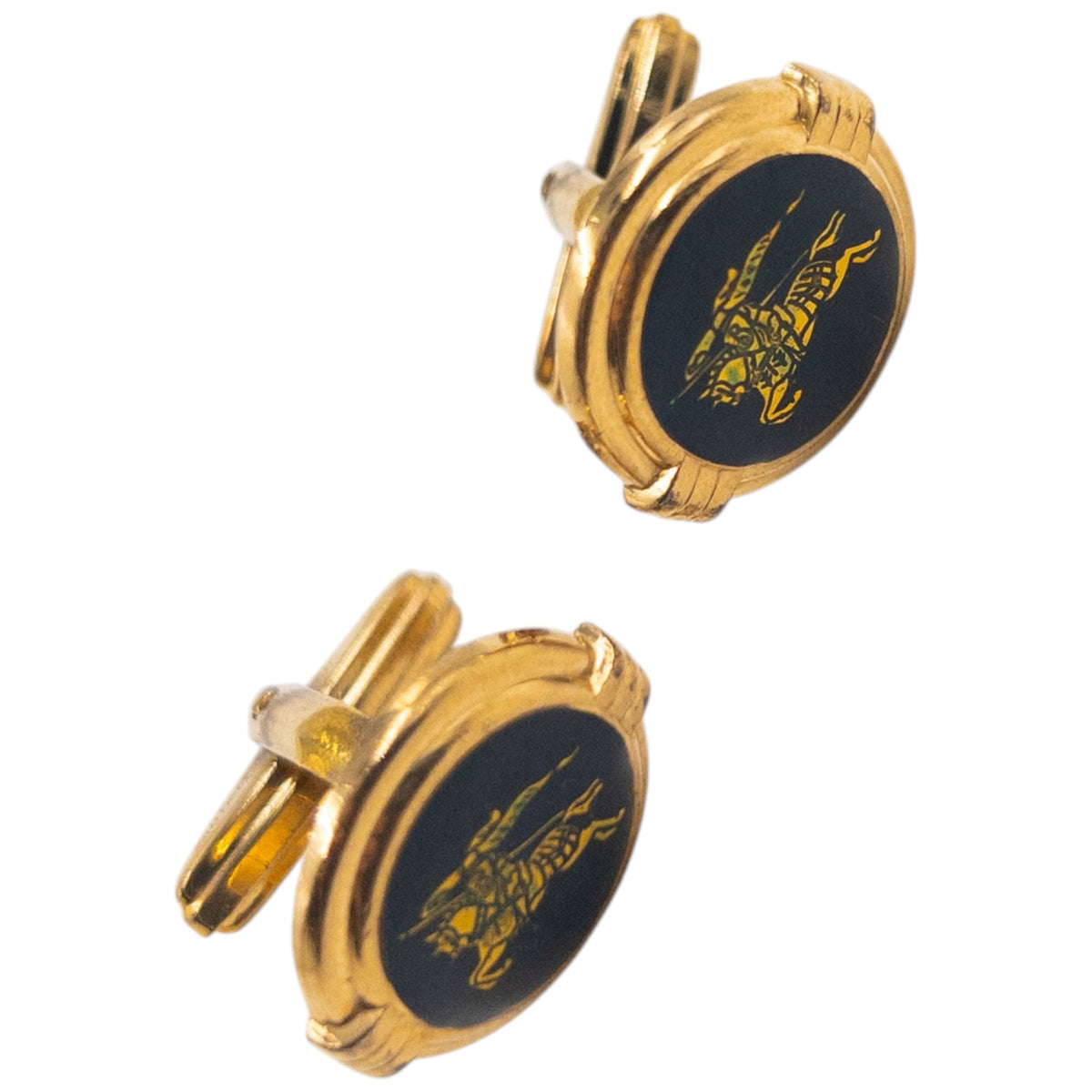 Vintage 90s Burberry Embossed Cufflinks | O/S, Black