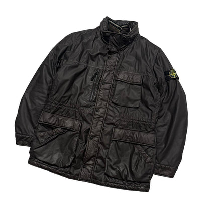 Stone Island Mussola Gommata Jacket | Large, Dark Brown