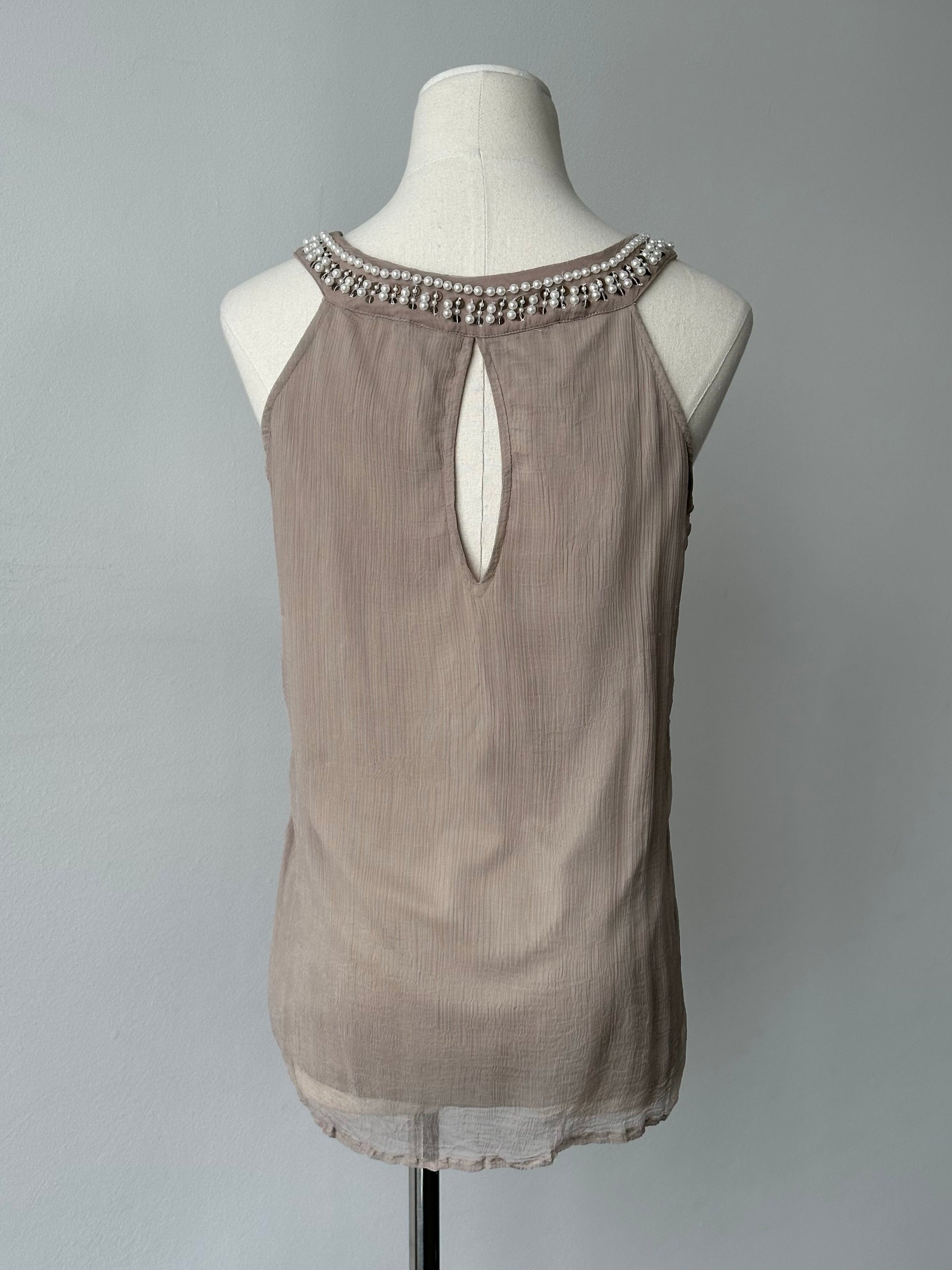 Vintage 2000s Plisse Pearl Sleeveless Top - S
