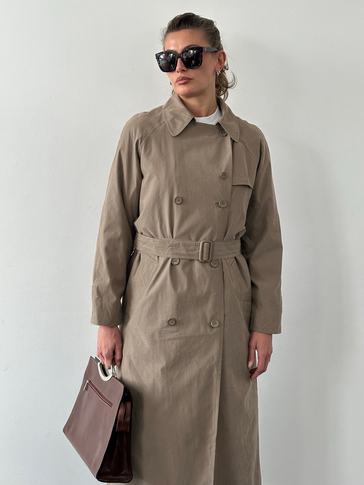 London Fog 1990s Double Breasted Belted Trench Coat - S