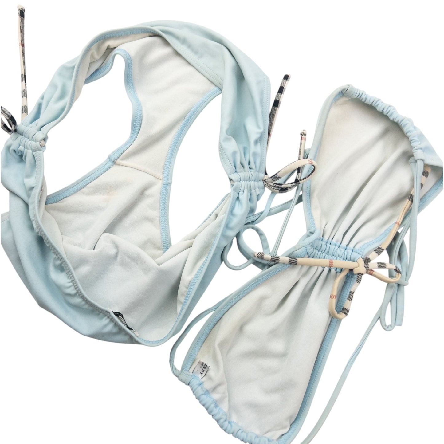 Vintage Burberry Nova Check Bikini Set Womens Size L