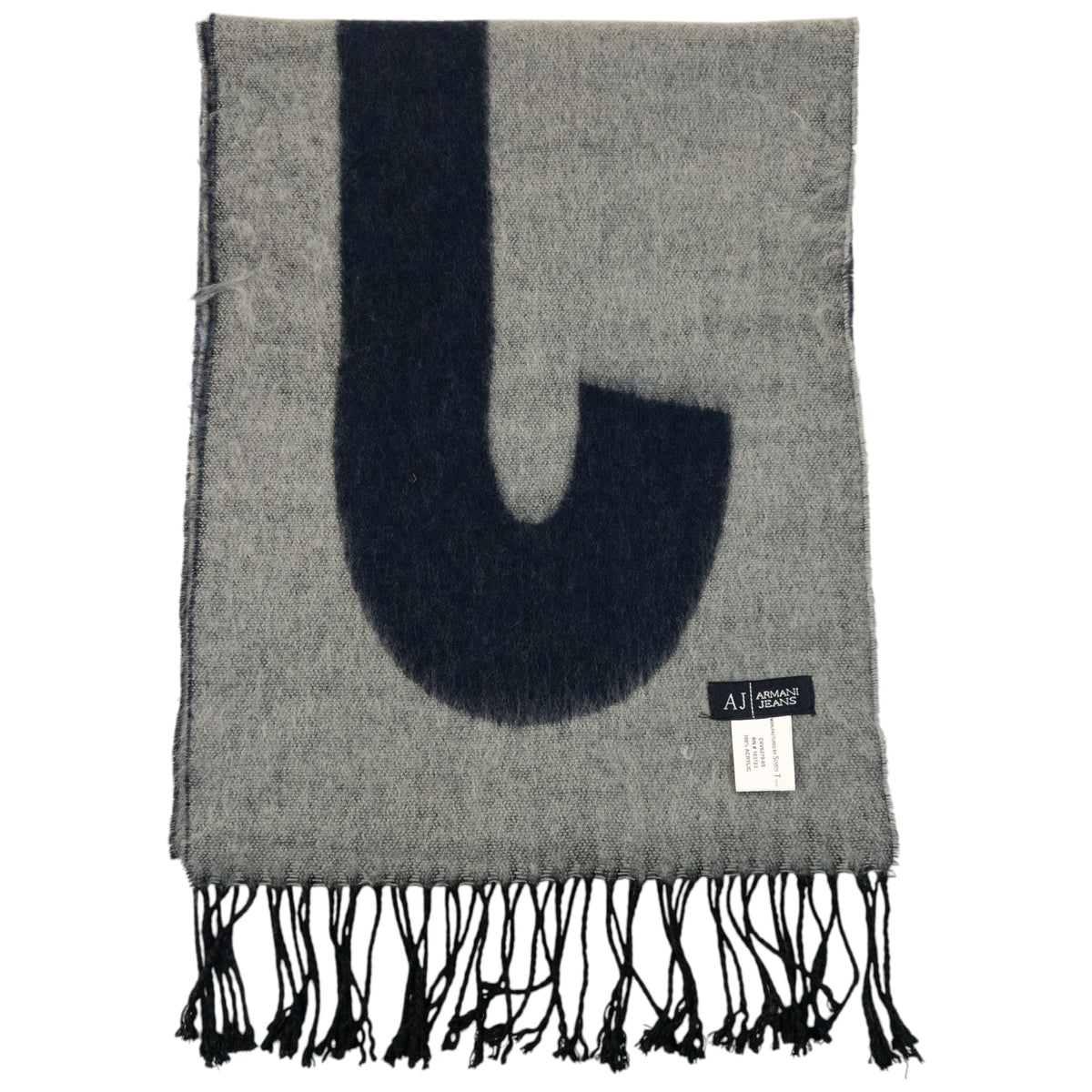 Vintage 2000s Armani Jeans Wool Tassel Scarf | O/S, Navy