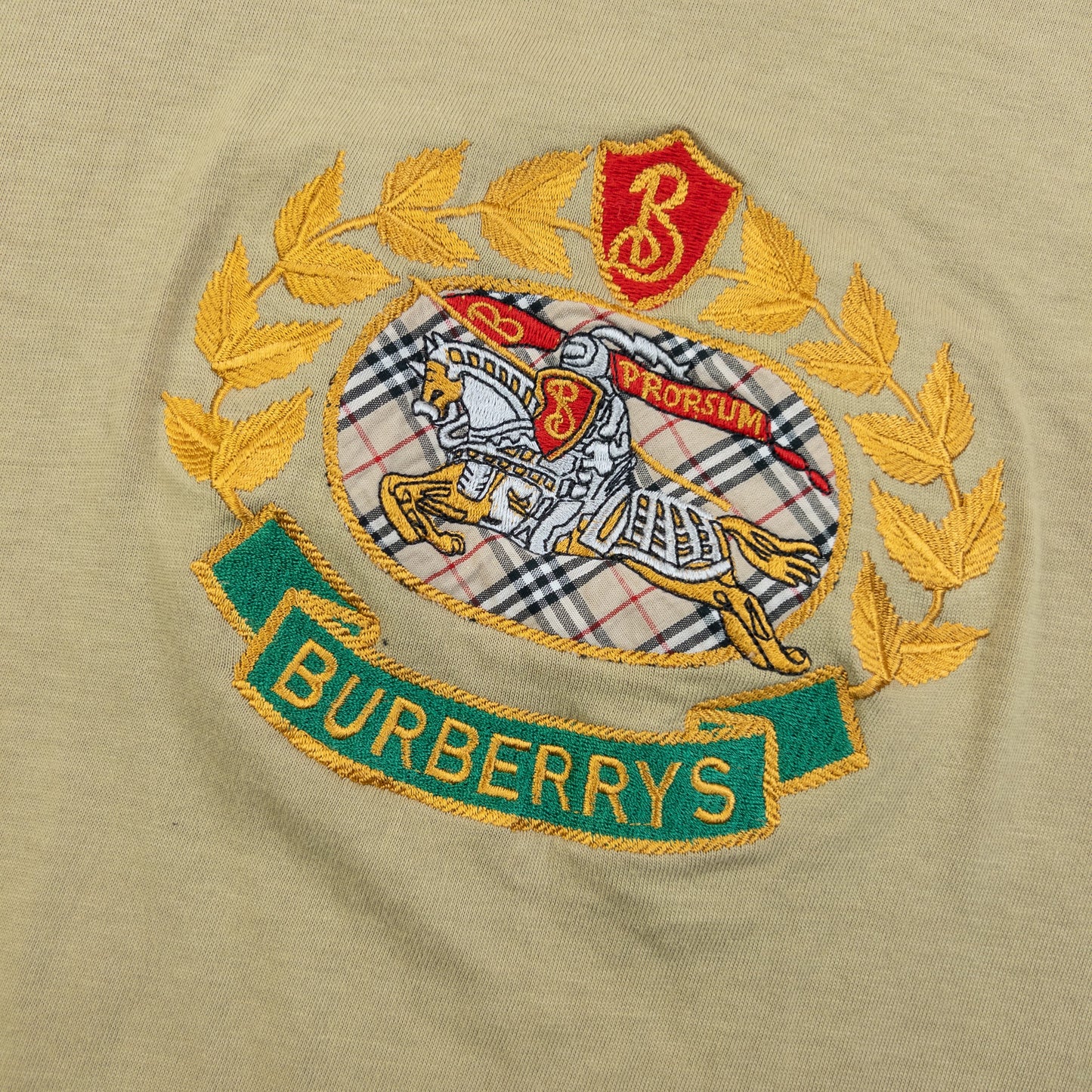 Vintage 90s Burberry Embroidered T Shirt Size S | Small, Multicoloured