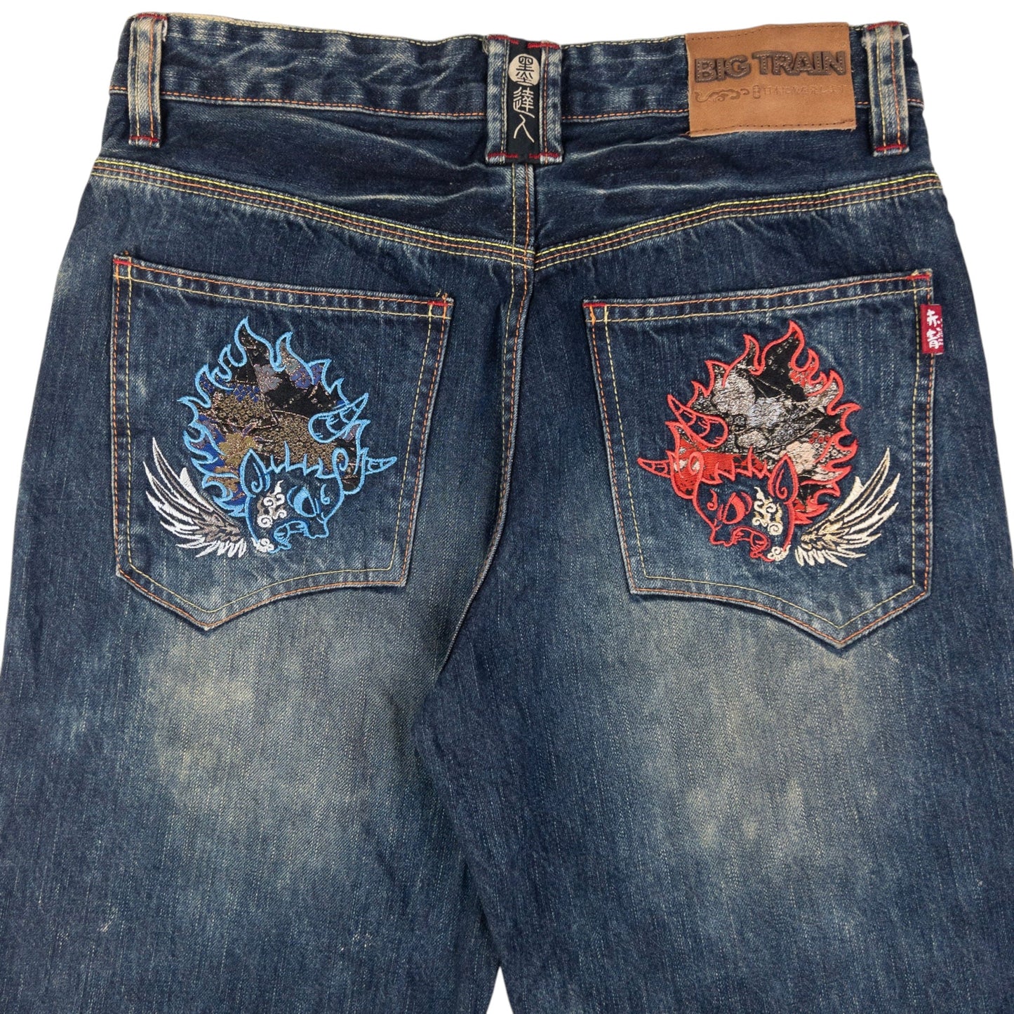 Vintage Big Train Embroidered Devils Japanese Denim Jeans Size W31