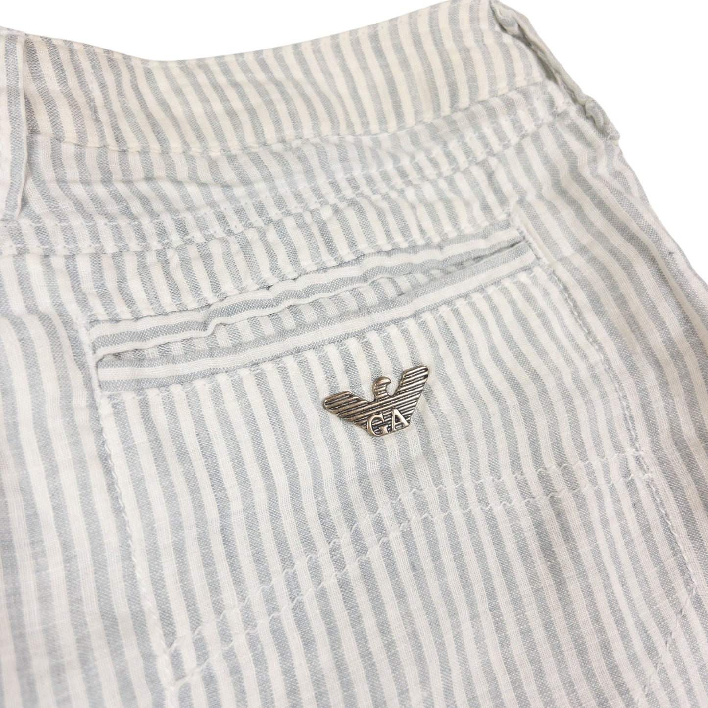 Vintage Armani Jeans Striped Linen Trousers Size W27