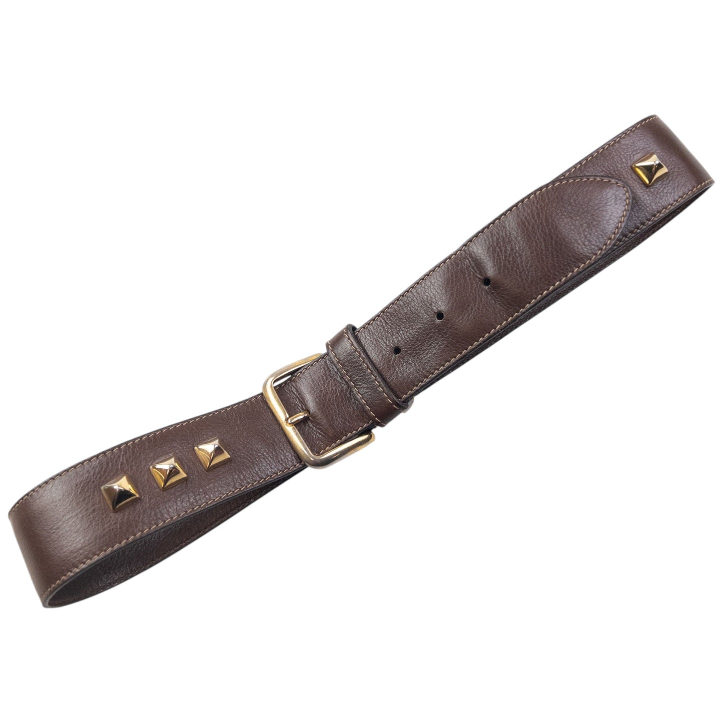 Vintage 90s Prada Studded Leather Belt Size M | O/S, Brown