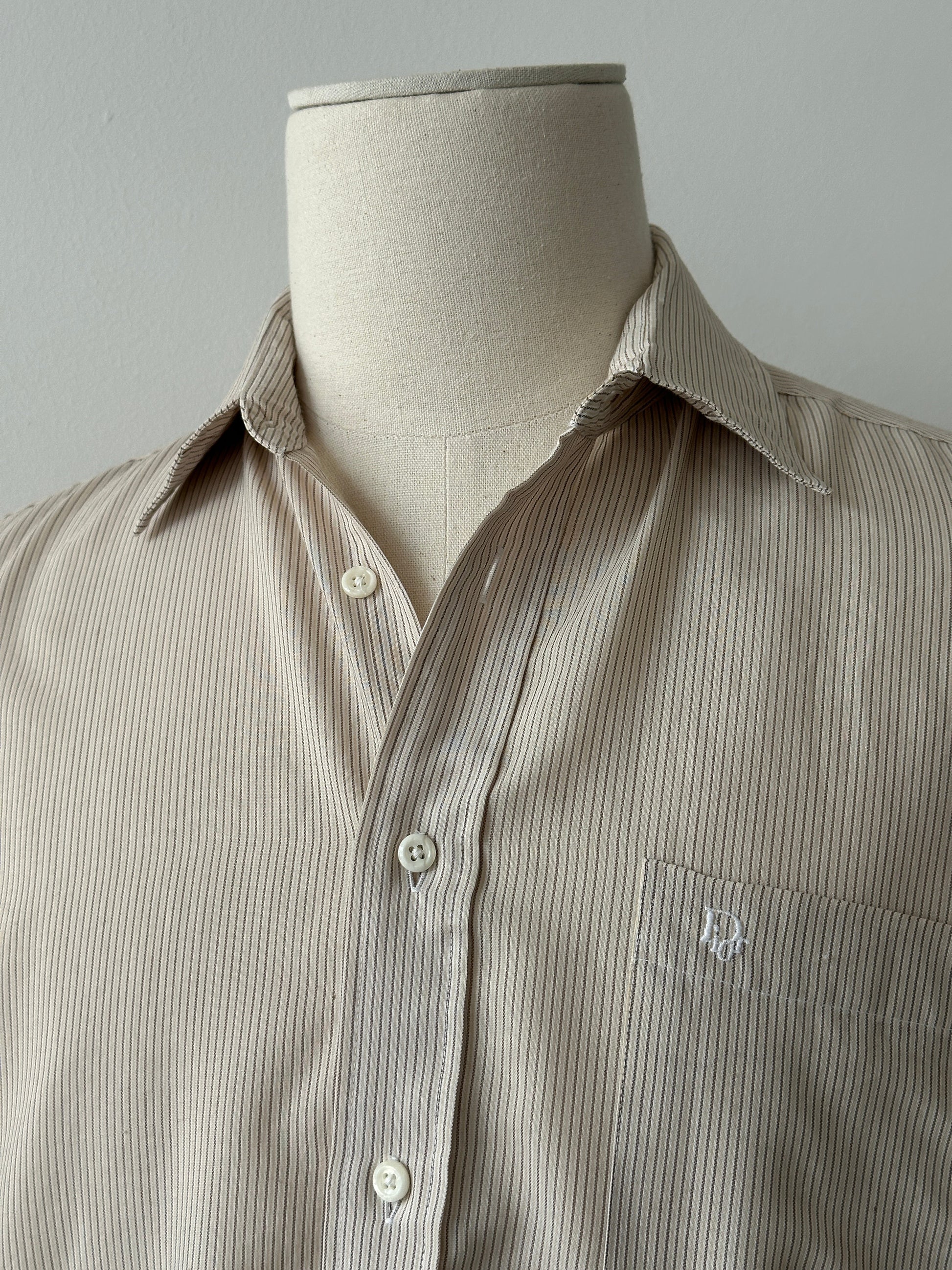 Christian Dior Chemises 1990s Logo Striped Shirt - M