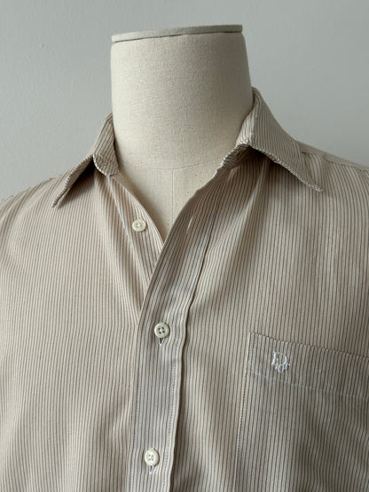 Christian Dior Chemises 1990s Logo Striped Shirt - M