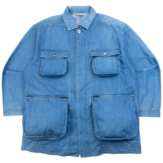 Vintage 90s Hai Sporting Gear By Issey Miyake Denim Cargo Jacket Size XL | XL, Blue