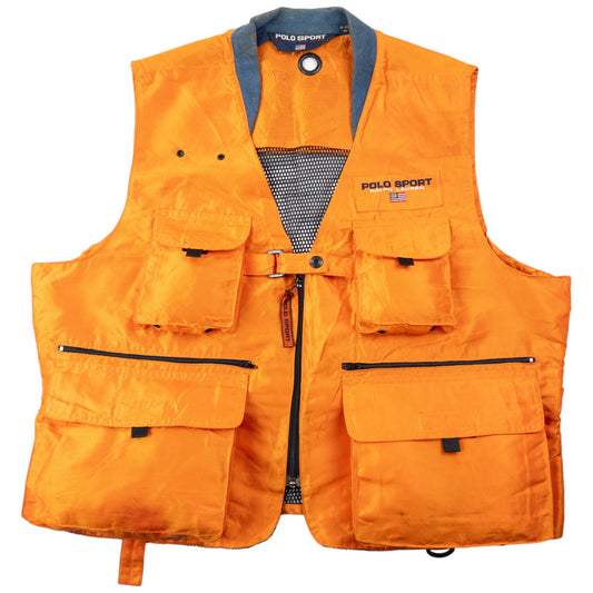 Vintage 90s Polo Sport Ralph Lauren Cargo Gilet Vest Size L | Large, Multicoloured