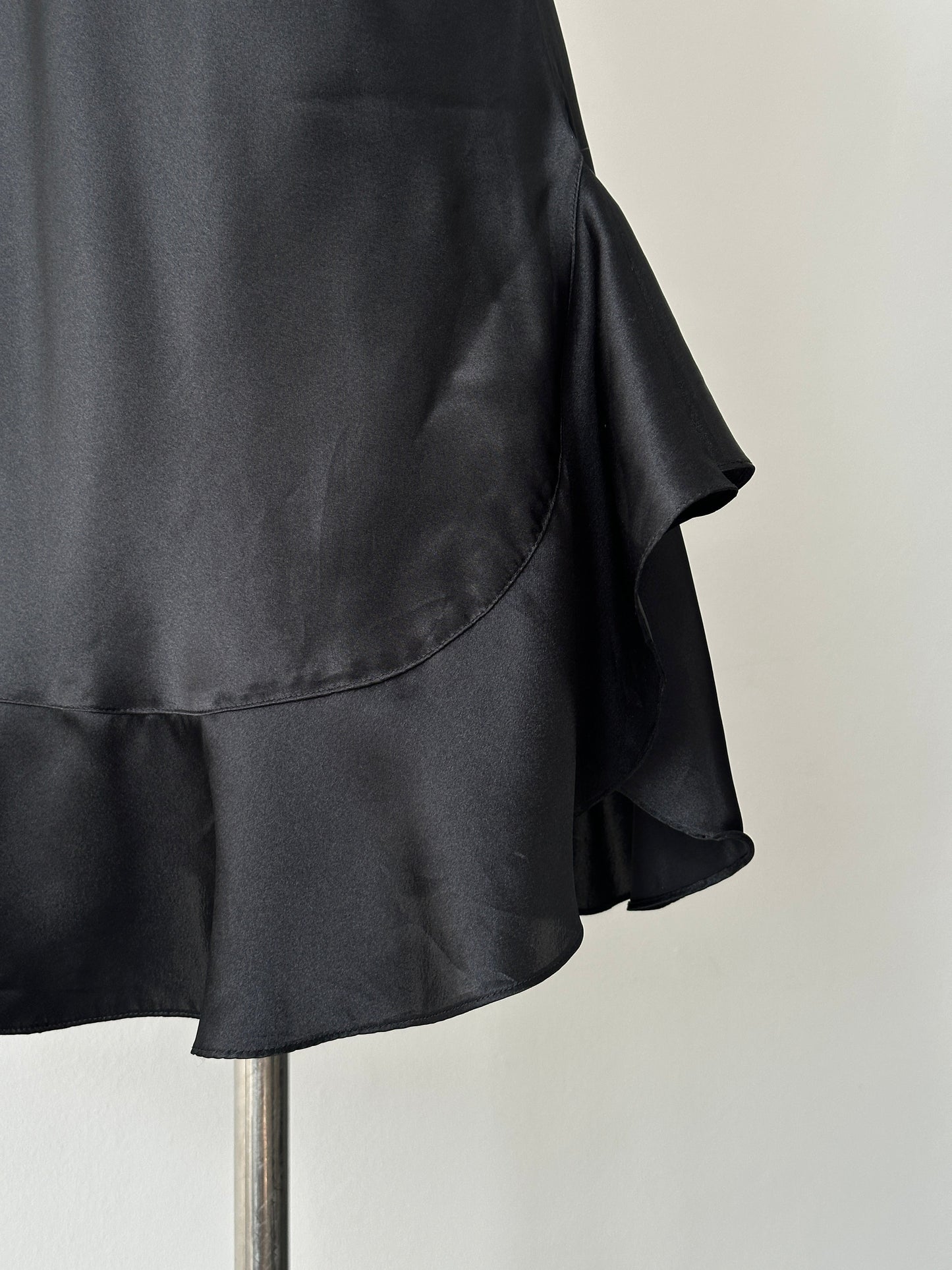 Vintage 1990s Satin Ruffle Mini Slip Dress - XS