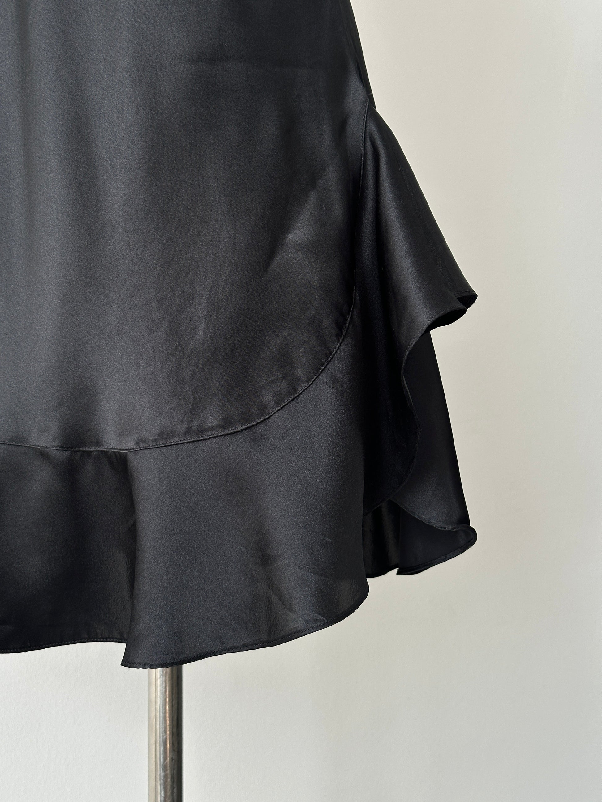 Vintage 1990s Satin Ruffle Mini Slip Dress - XS