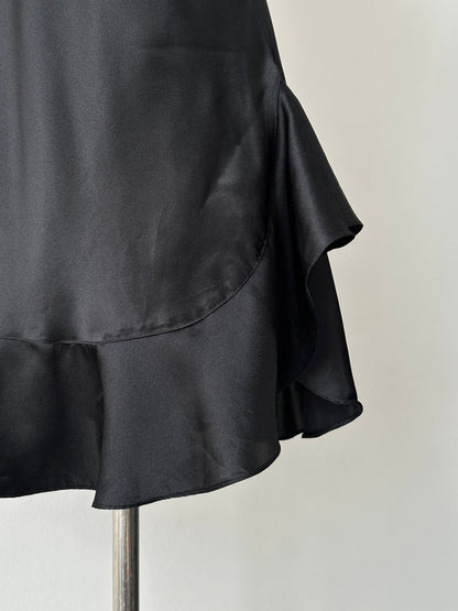 Vintage 1990s Satin Ruffle Mini Slip Dress - XS