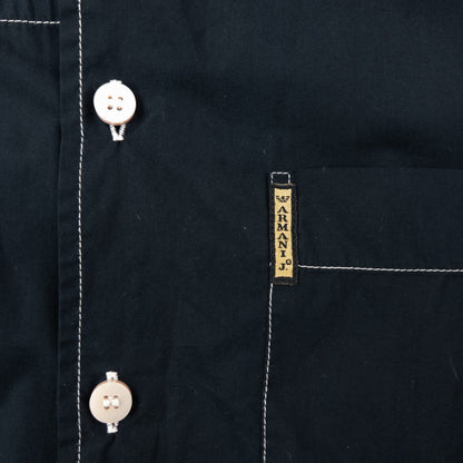 Vintage 2000s Armani Jeans Contrast Long Sleeve Button Up Shirt Size L | Large, Black