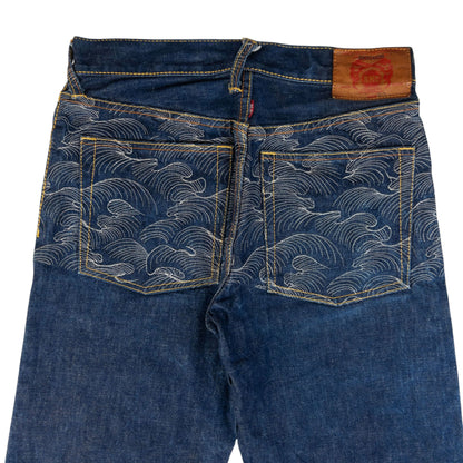 Vintage RMC Red Monkey Company Embroidered Wave Japanese Denim Jeans Size W30