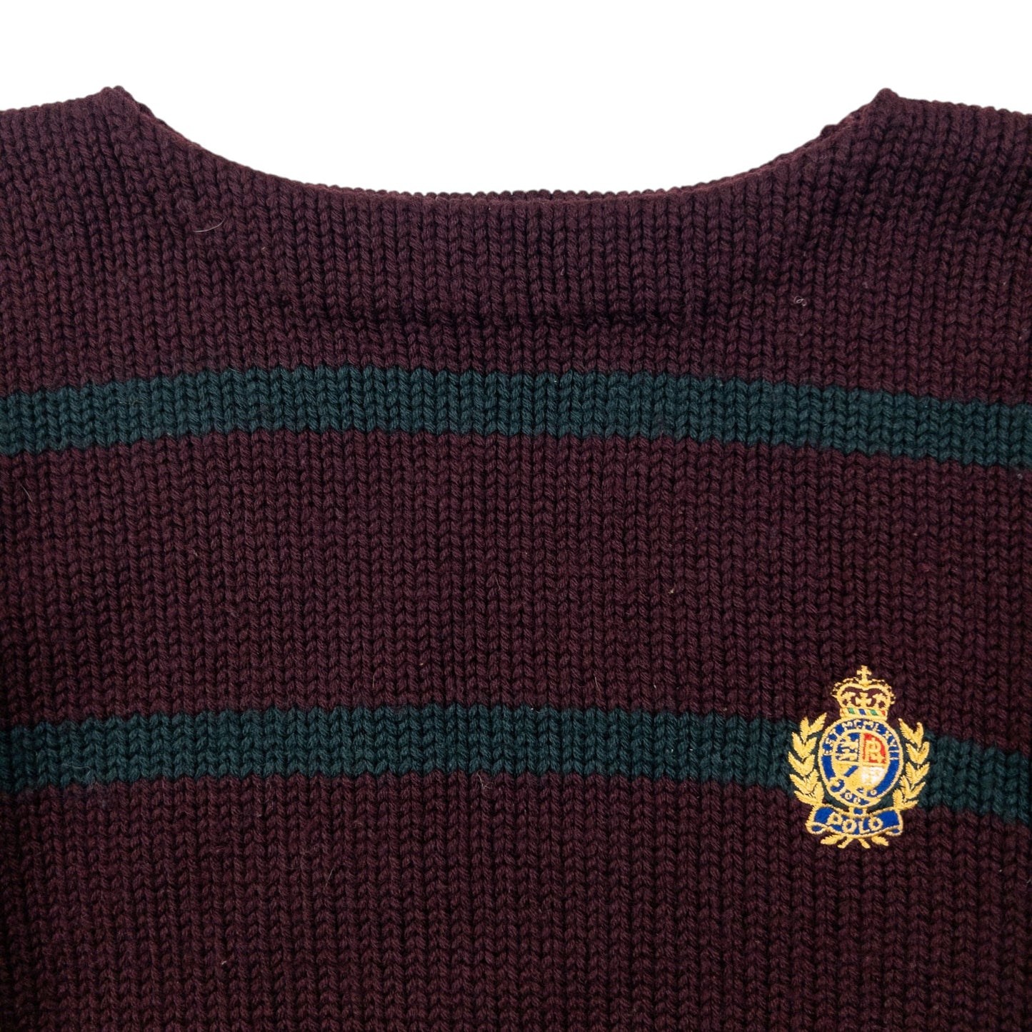 Vintage 90s Polo Ralph Lauren Crest Striped Knit Wool Jumper Size XL | XL, Multicoloured