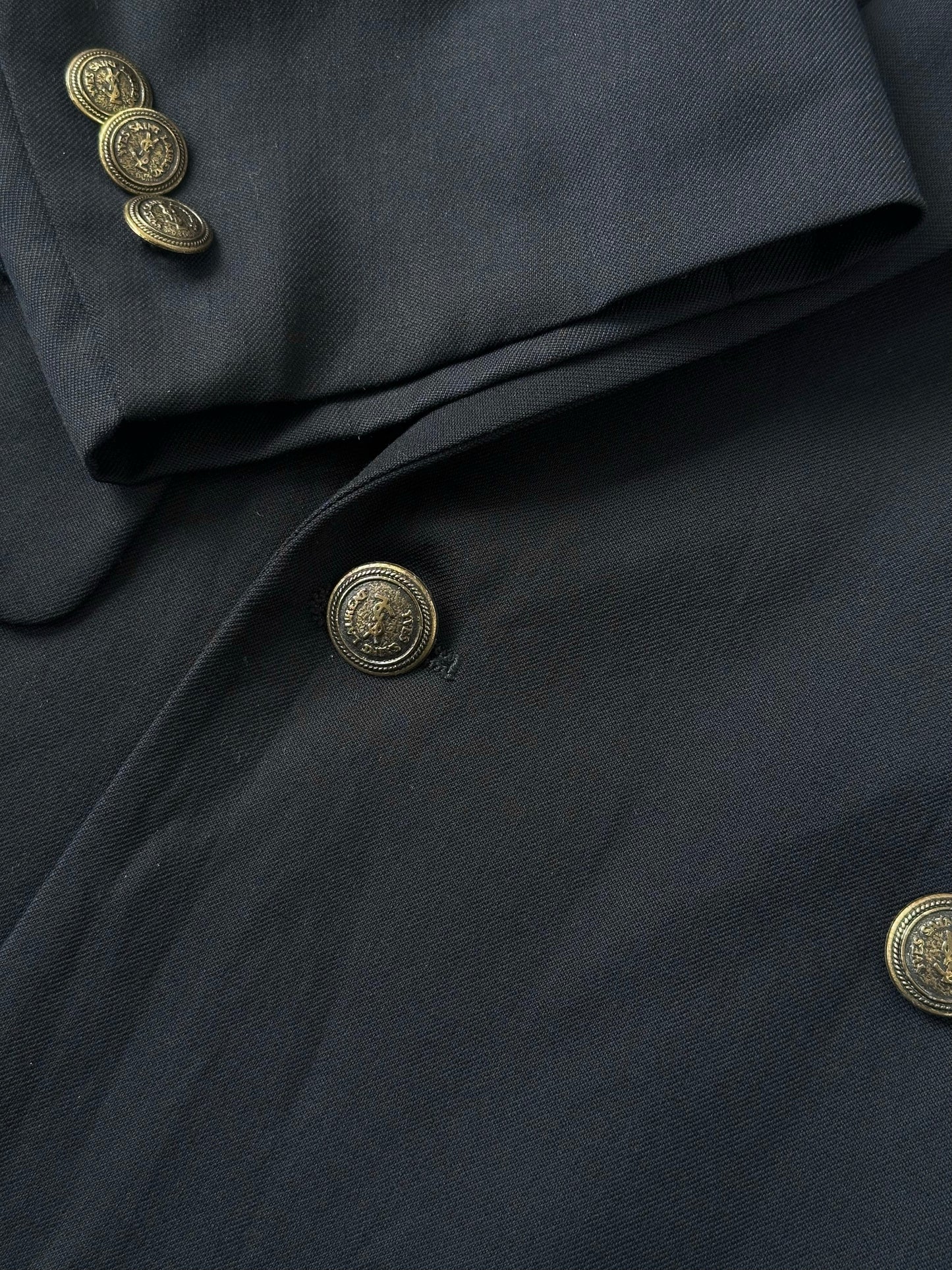 Yves Saint Laurent 1980s Bespoke Button Pure Wool Double Breasted Blazer - XL/XXL