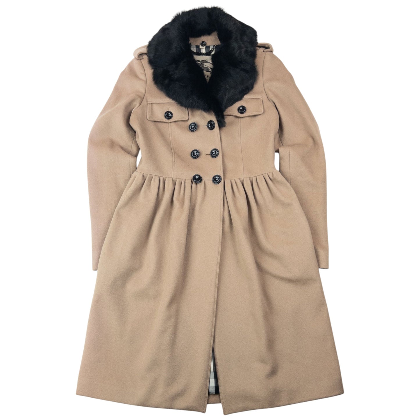 Vintage Burberry Nova Check Lined Fur Collar Jacket Womens Size M | Medium, Beige