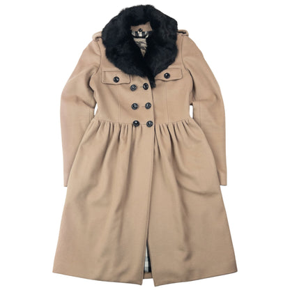 Vintage Burberry Nova Check Lined Fur Collar Jacket Womens Size M | Medium, Beige