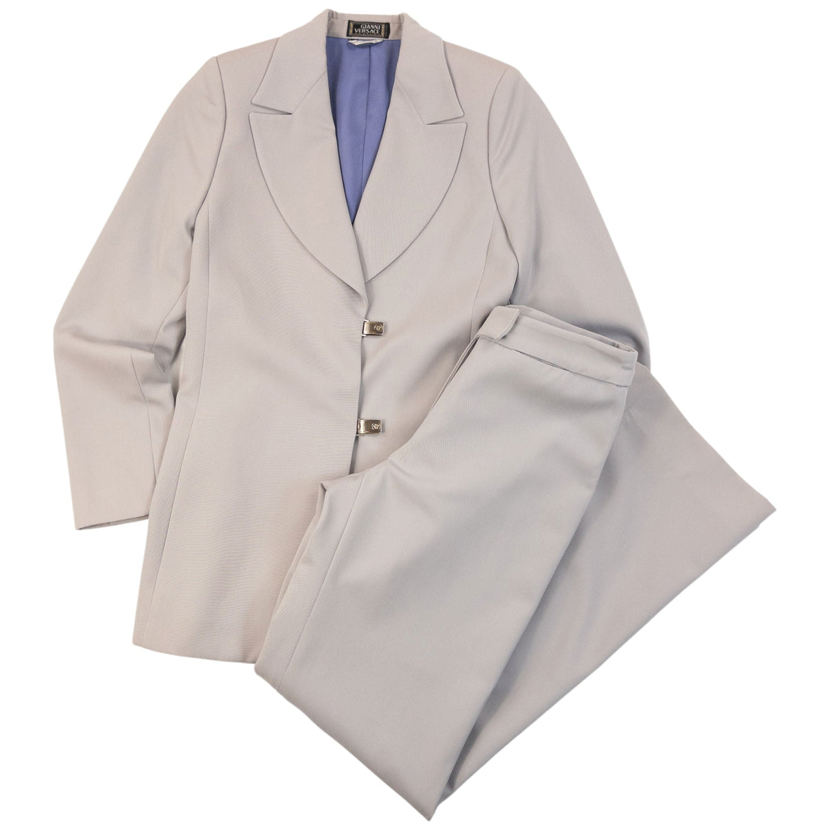 Vintage 90s Gianni Versace Couture Jacket & Trousers Suit Set Womens Size S | Small, Grey