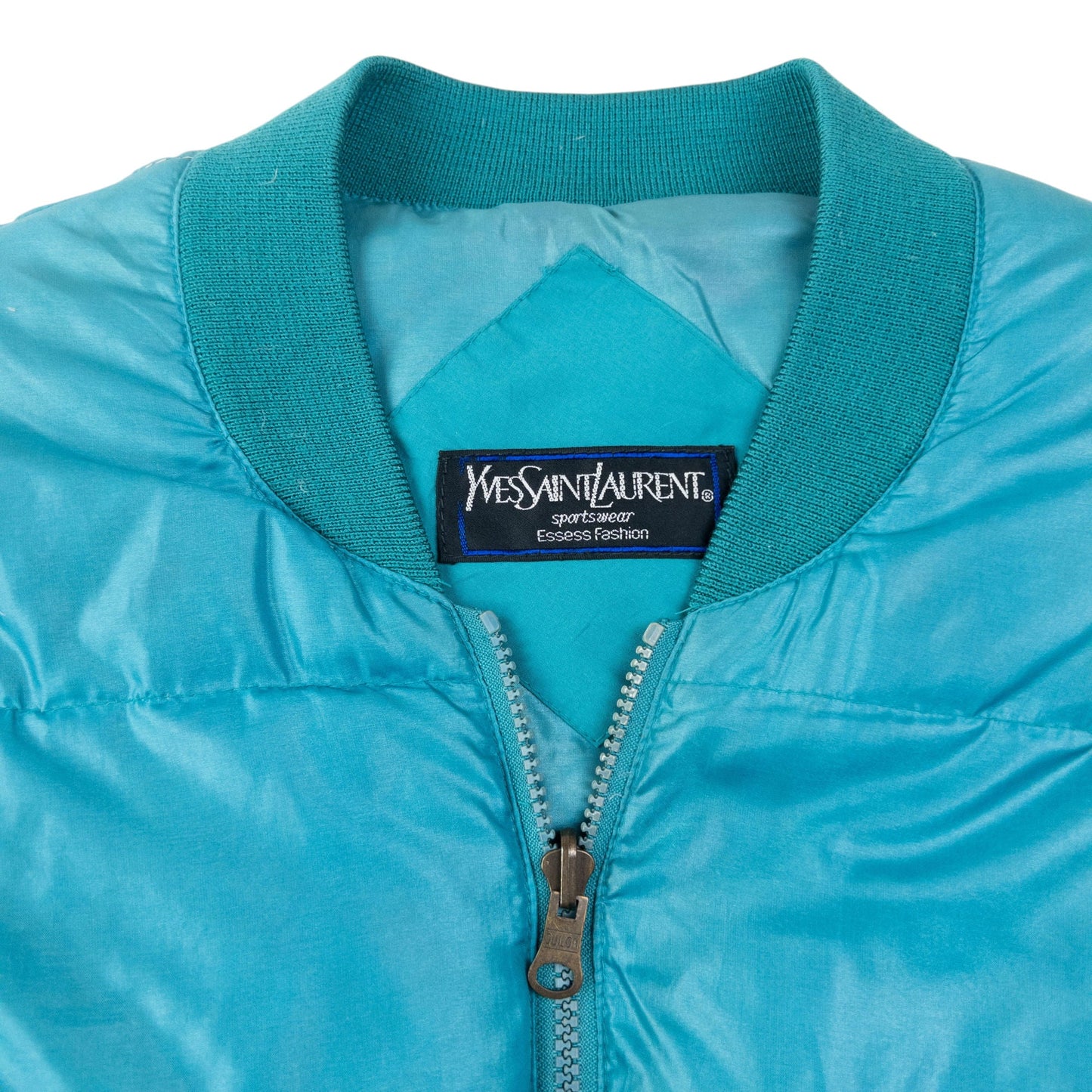 Vintage 80s YSL Yves Saint Laurent Zip Up Puffer Jacket Size M | Medium, Blue