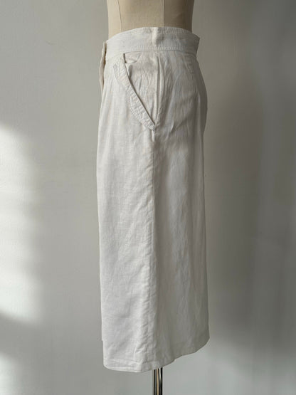 Italian Vintage 1990s Linen Midi Skirt - W25