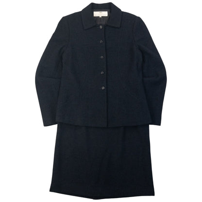 Vintage 90s Balenciaga La Mode Tweed Wool Jacket & Skirt Set Womens Size M | Medium, Navy