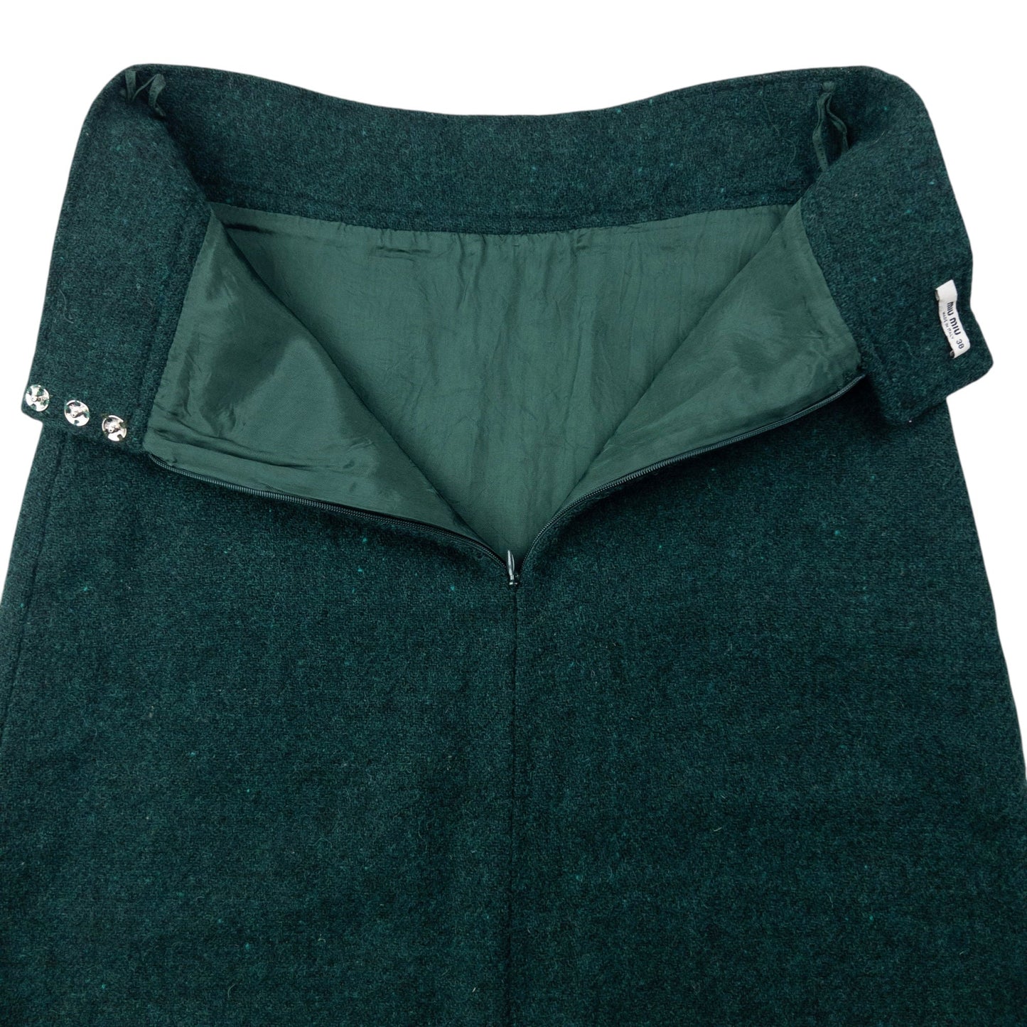 Vintage 2000s Miu Miu Wool Skirt Womens Size W24 | W24, Green