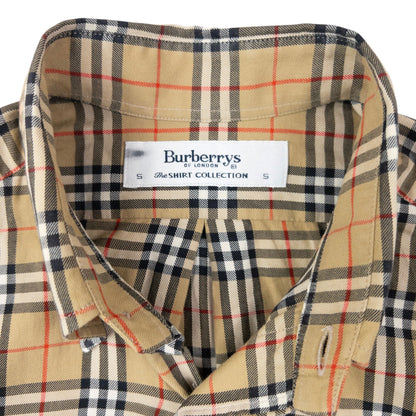 Vintage 90s Burberry Nova Check Long Sleeve Button Up Shirt Size S | Small, Beige