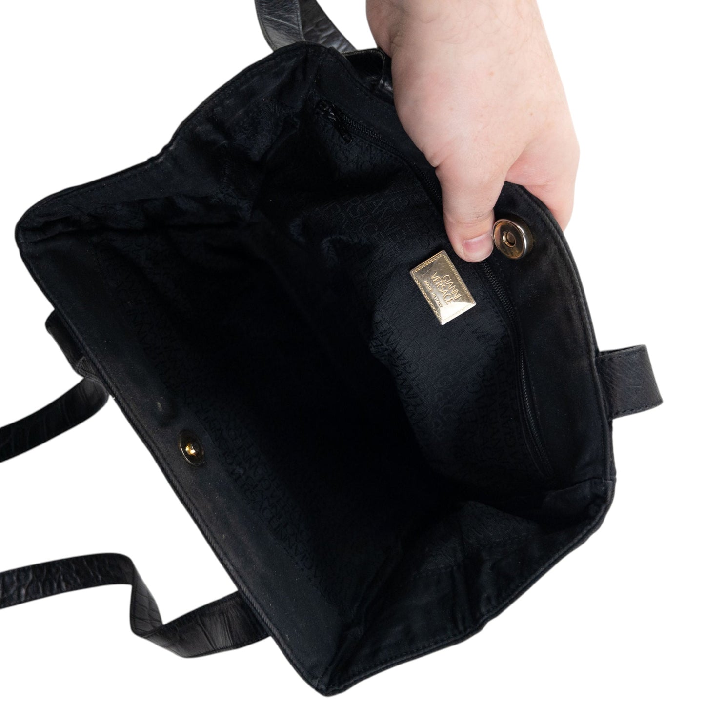 Vintage 90s Gianni Versace Embellished Medusa Crossbody Bag | O/S, Black