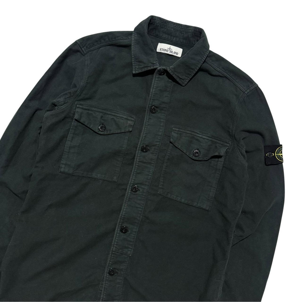 Stone Island Green Cotton Shirt | Large, Green