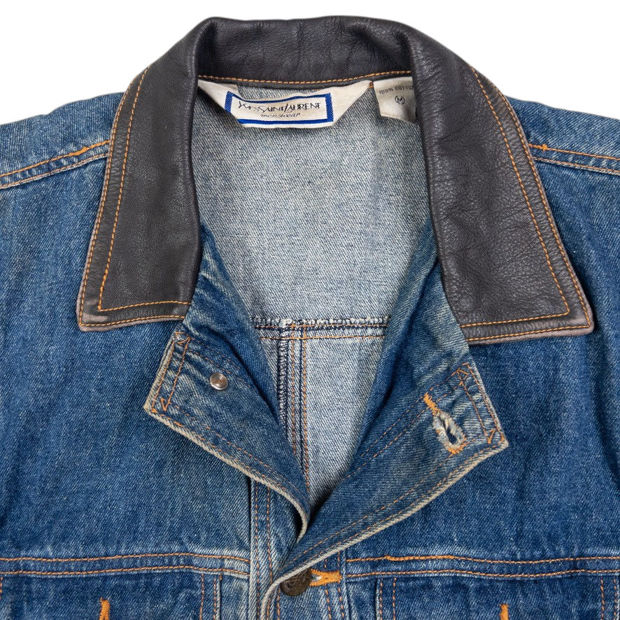 Vintage YSL Yves Saint Laurent Sleeveless Denim Jacket Size S
