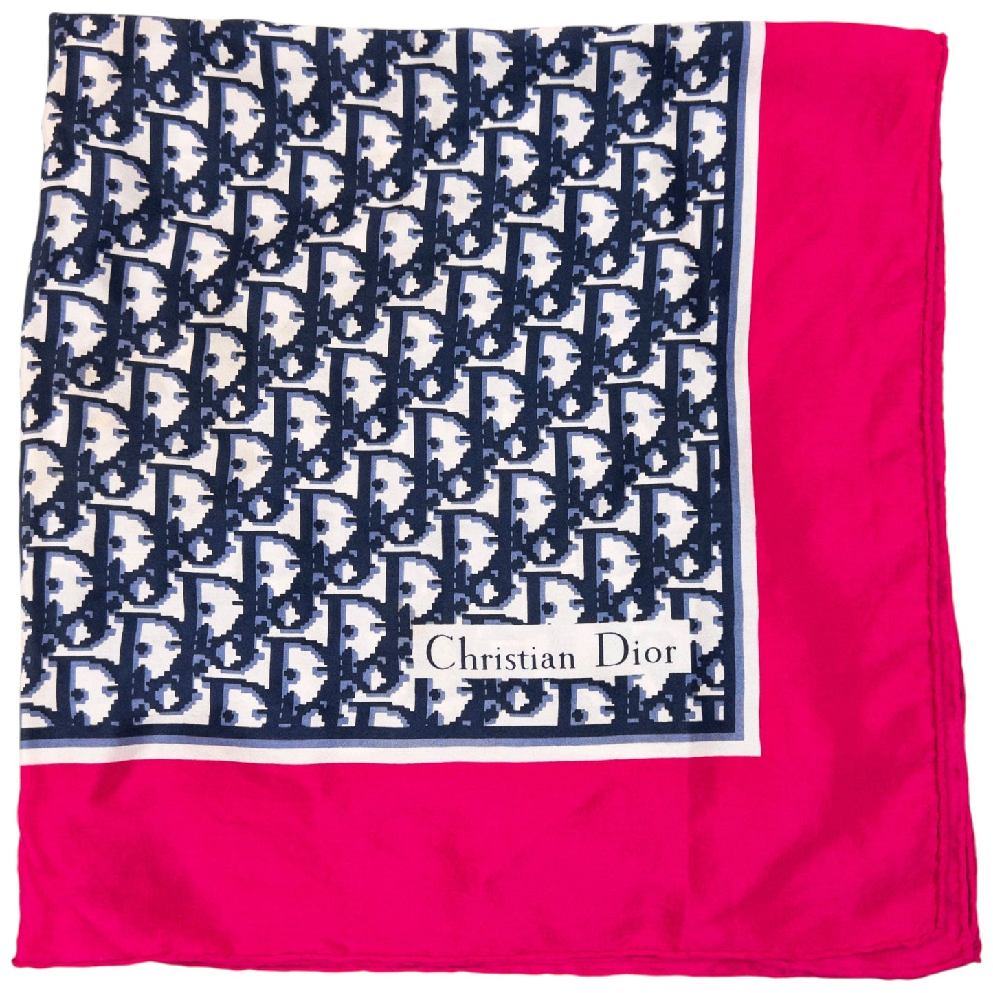 Vintage 90s Dior Monogram Pixel Silk Scarf | O/S, Navy