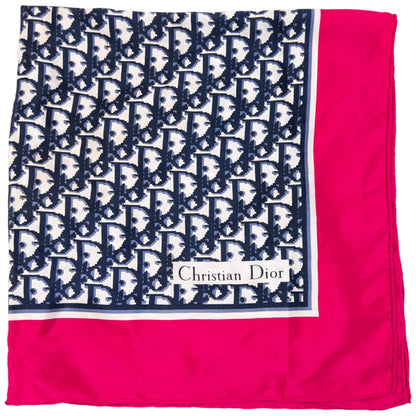 Vintage 90s Dior Monogram Pixel Silk Scarf | O/S, Navy