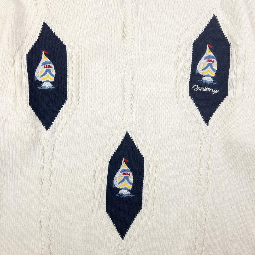 Vintage Burberry Embroidered Knit Jumper Size M