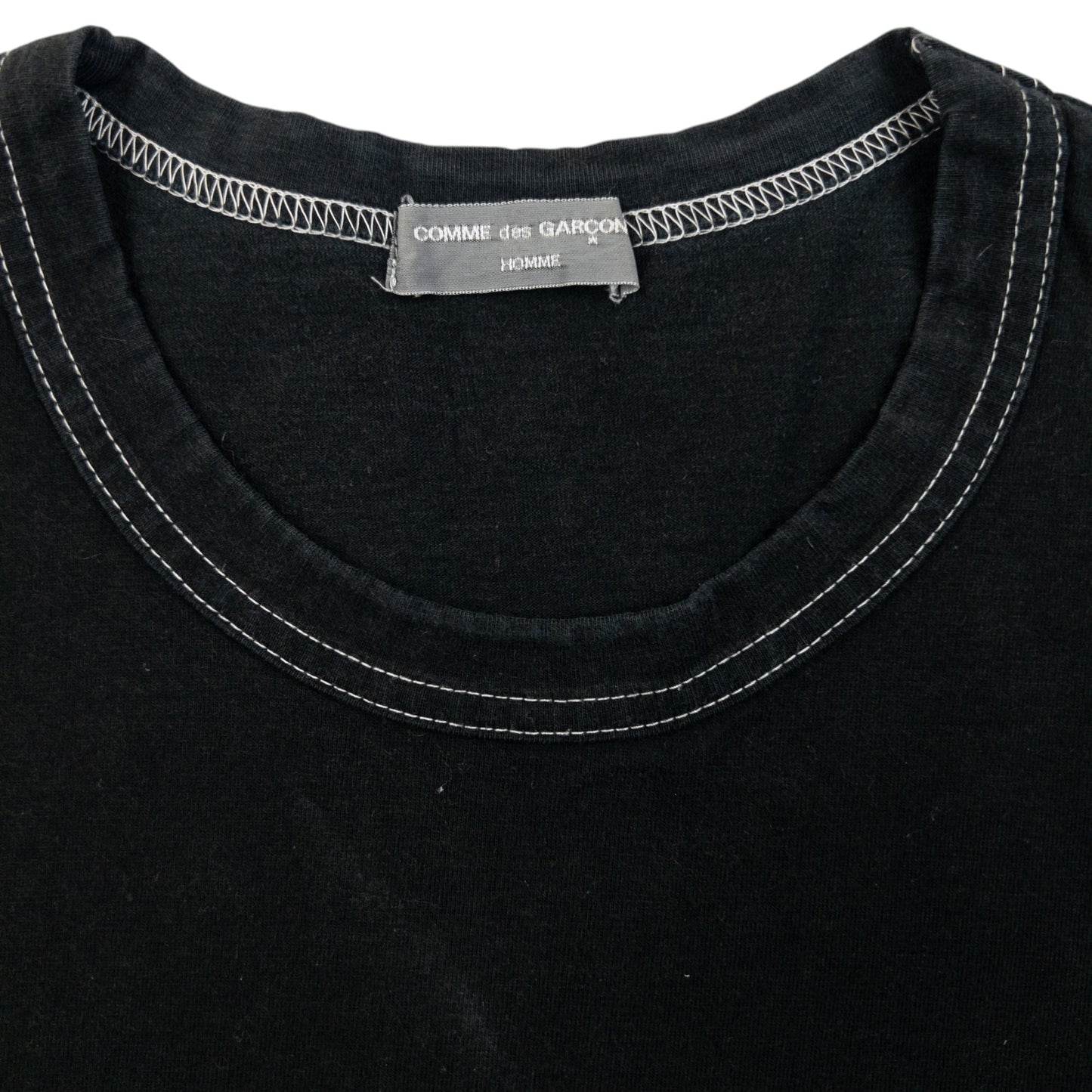 Vintage 90s Comme Des Garçons HOMME Contrast Stitching T Shirt Size S | Small, Black
