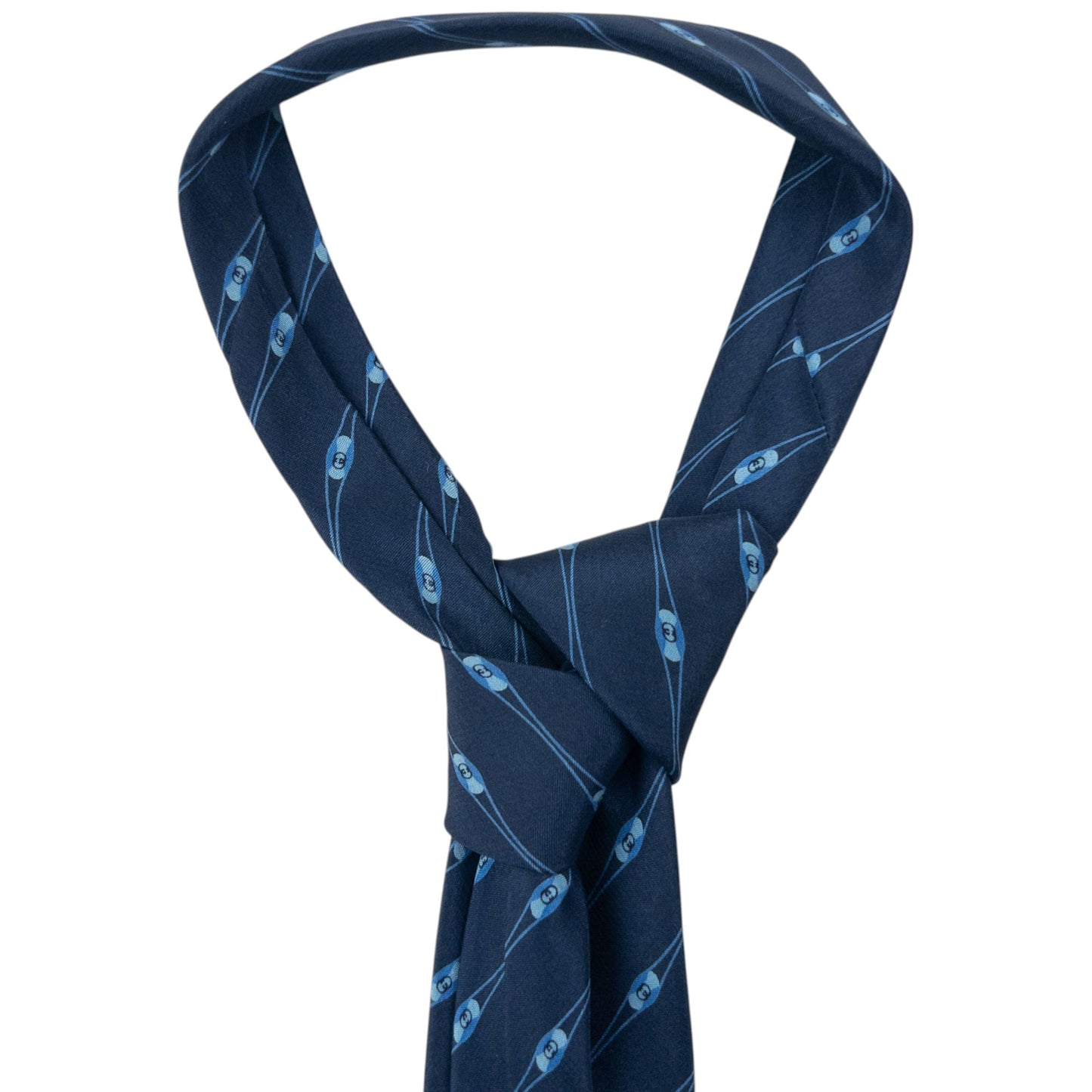 Vintage 90s Gucci Striped Monogram Silk Tie | O/S, Navy